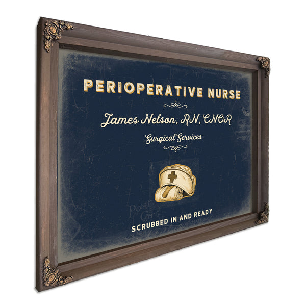 Personalized Perioperative Nurse Sign, Scrubbed In and Ready, Navy & Brass, image 7