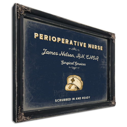 Personalized Perioperative Nurse Sign, Scrubbed In and Ready, Navy & Brass, image 1