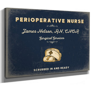 Personalized Perioperative Nurse Sign, Scrubbed In and Ready, Navy & Brass, image 8