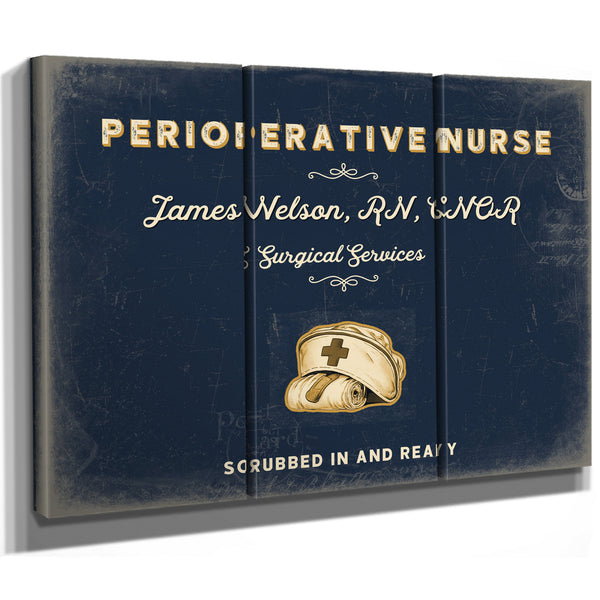 Personalized Perioperative Nurse Sign, Scrubbed In and Ready, Navy & Brass, image 14