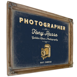 Personalized Photographer Sign, Say Cheese, Navy & Brass, image 6