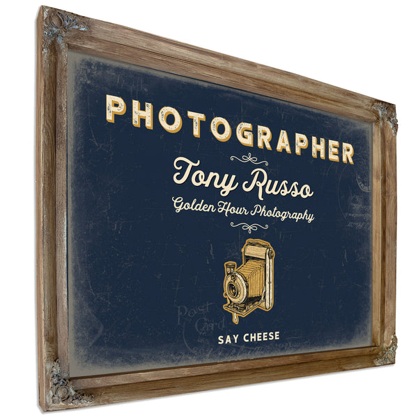 Personalized Photographer Sign, Say Cheese, Navy & Brass, image 6