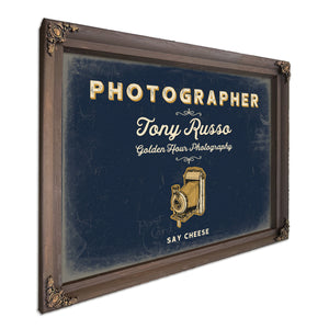 Personalized Photographer Sign, Say Cheese, Navy & Brass, image 7