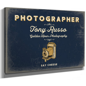 Personalized Photographer Sign, Say Cheese, Navy & Brass, image 8