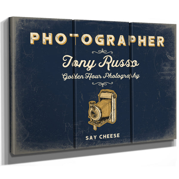 Personalized Photographer Sign, Say Cheese, Navy & Brass, image 14