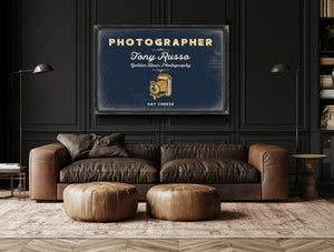 Personalized Photographer Sign, Say Cheese, Navy & Brass, image 17