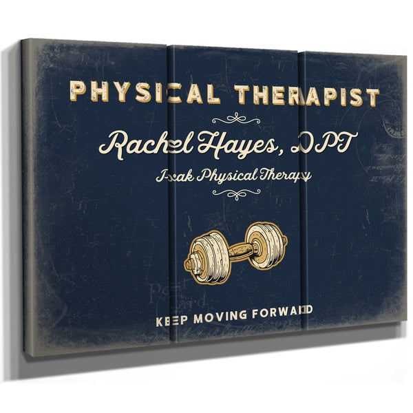 Personalized Physical Therapist Sign, Keep Moving Forward, Navy & Brass, image 14