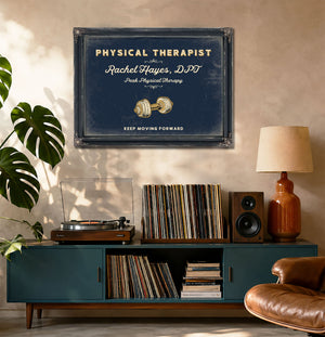 Personalized Physical Therapist Sign, Keep Moving Forward, Navy & Brass, image 20