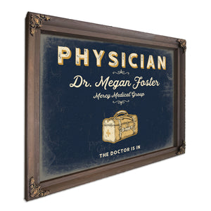 Personalized Physician Sign, The Doctor Is In, Navy & Brass, image 7