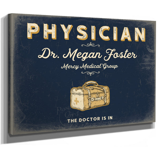Personalized Physician Sign, The Doctor Is In, Navy & Brass, image 8