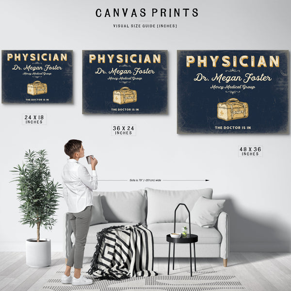 Personalized Physician Sign, The Doctor Is In, Navy & Brass, image 10
