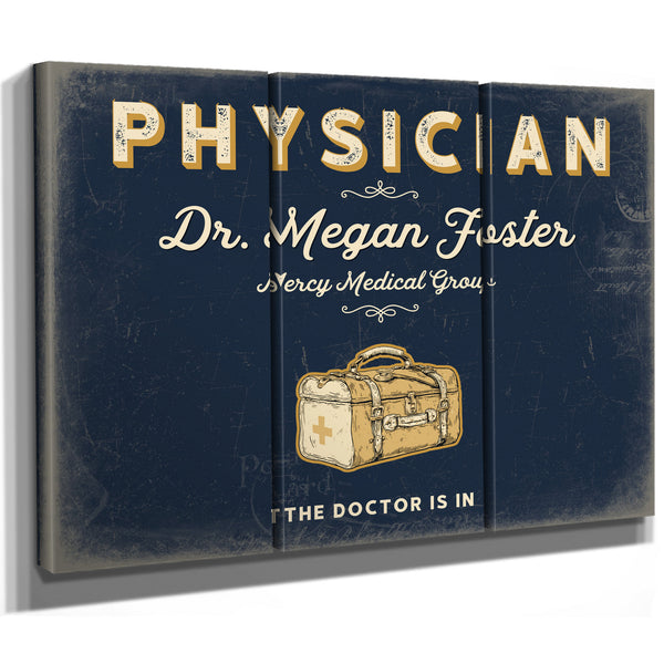Personalized Physician Sign, The Doctor Is In, Navy & Brass, image 14