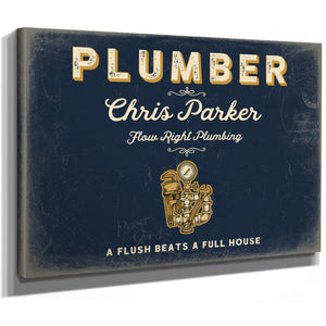 Personalized Plumber Sign, A Flush Beats a Full House, Navy & Brass, image 8