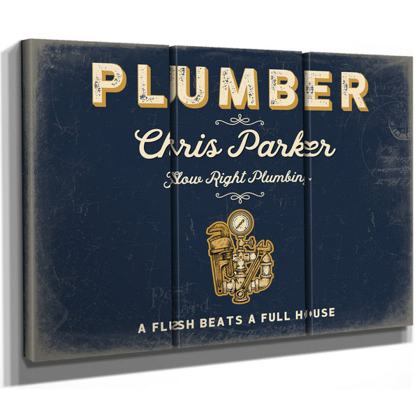 Personalized Plumber Sign, A Flush Beats a Full House, Navy & Brass, image 14