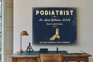 Personalized Podiatrist Sign, Putting Your Best Foot Forward, Navy & Brass, image 2