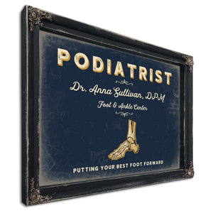 Personalized Podiatrist Sign, Putting Your Best Foot Forward, Navy & Brass, image 1