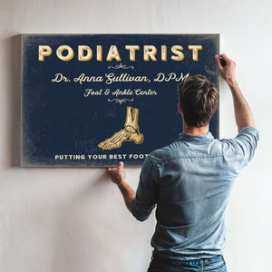 Personalized Podiatrist Sign, Putting Your Best Foot Forward, Navy & Brass, image 9