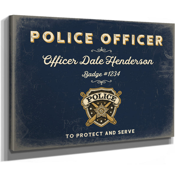 Personalized Police Officer Sign, To Protect and Serve, Navy & Brass, image 8