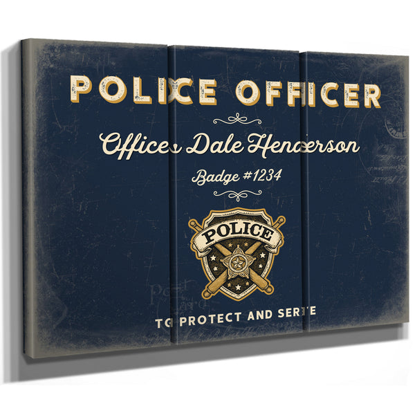 Personalized Police Officer Sign, To Protect and Serve, Navy & Brass, image 14