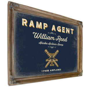 Personalized Ramp Agent Sign, I Park Airplanes, Navy & Brass, image 6