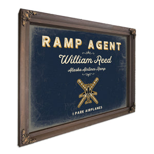 Personalized Ramp Agent Sign, I Park Airplanes, Navy & Brass, image 7