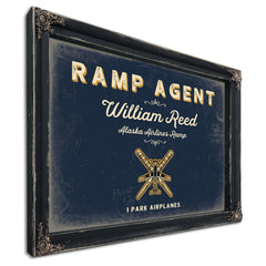 Personalized Ramp Agent Sign, I Park Airplanes, Navy & Brass, image 1