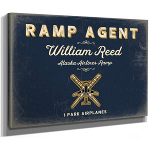 Personalized Ramp Agent Sign, I Park Airplanes, Navy & Brass, image 8