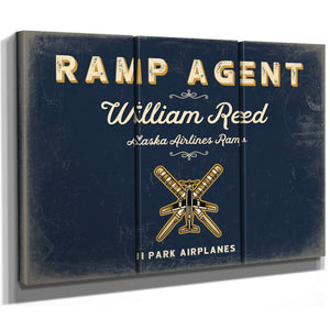 Personalized Ramp Agent Sign, I Park Airplanes, Navy & Brass, image 14