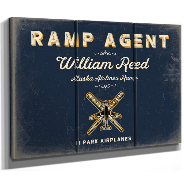 Personalized Ramp Agent Sign, I Park Airplanes, Navy & Brass, image 14
