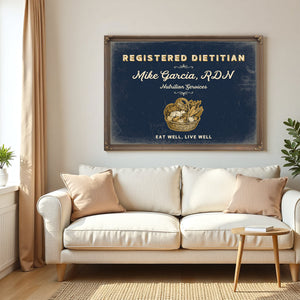Personalized Registered Dietitian Sign, Eat Well, Live Well, Navy & Brass, image 5