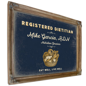 Personalized Registered Dietitian Sign, Eat Well, Live Well, Navy & Brass, image 6