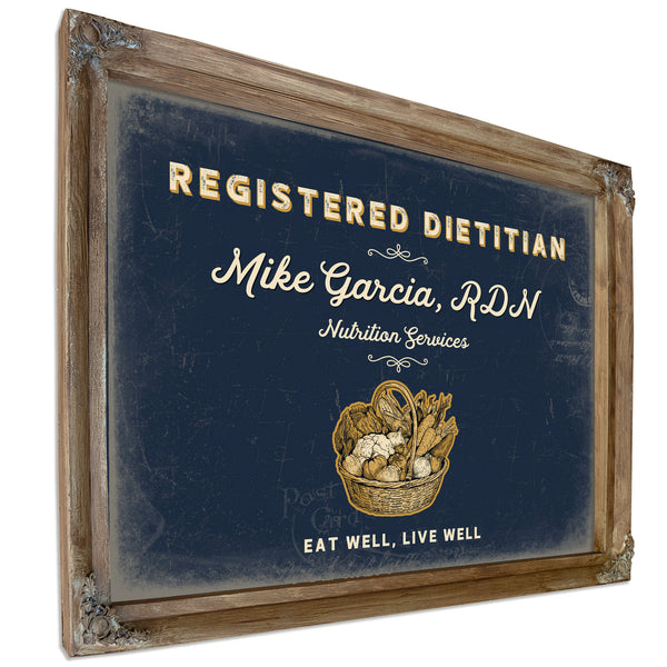 Personalized Registered Dietitian Sign, Eat Well, Live Well, Navy & Brass, image 6
