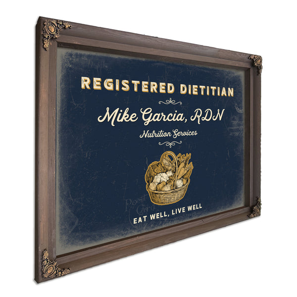 Personalized Registered Dietitian Sign, Eat Well, Live Well, Navy & Brass, image 7