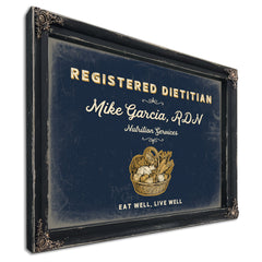 Personalized Registered Dietitian Sign, Eat Well, Live Well, Navy & Brass, image 1