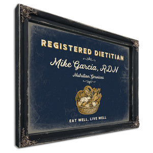 Personalized Registered Dietitian Sign, Eat Well, Live Well, Navy & Brass, image 1