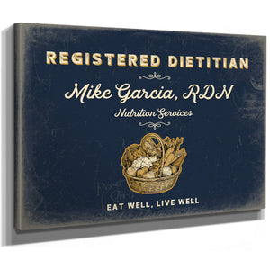 Personalized Registered Dietitian Sign, Eat Well, Live Well, Navy & Brass, image 8