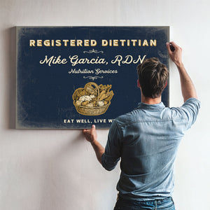 Personalized Registered Dietitian Sign, Eat Well, Live Well, Navy & Brass, image 9