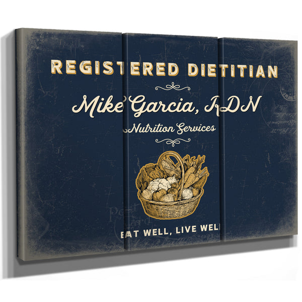 Personalized Registered Dietitian Sign, Eat Well, Live Well, Navy & Brass, image 14