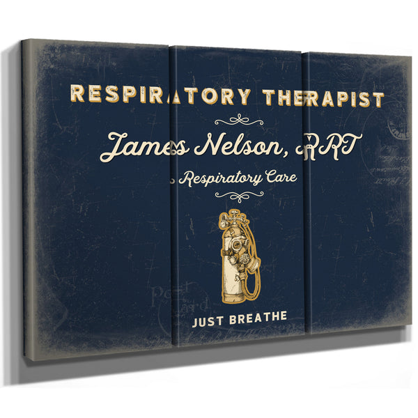 Personalized Respiratory Therapist Sign, Just Breathe, Navy & Brass, image 14