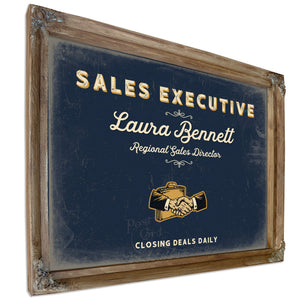 Personalized Sales Executive Sign, Closing Deals Daily, Navy & Brass, image 6