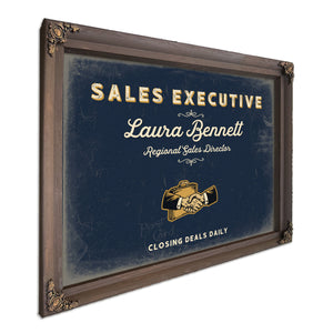 Personalized Sales Executive Sign, Closing Deals Daily, Navy & Brass, image 7