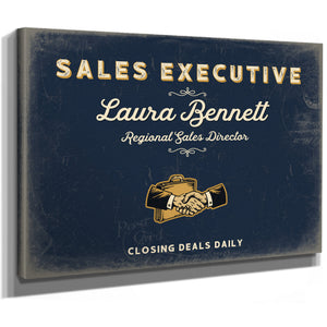 Personalized Sales Executive Sign, Closing Deals Daily, Navy & Brass, image 8