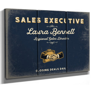 Personalized Sales Executive Sign, Closing Deals Daily, Navy & Brass, image 14