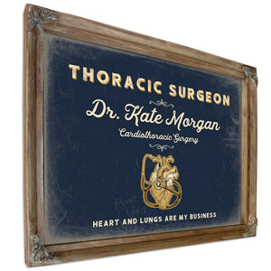 Personalized Thoracic Surgeon Sign, Heart and Lungs Are My Business, Navy & Brass, image 6