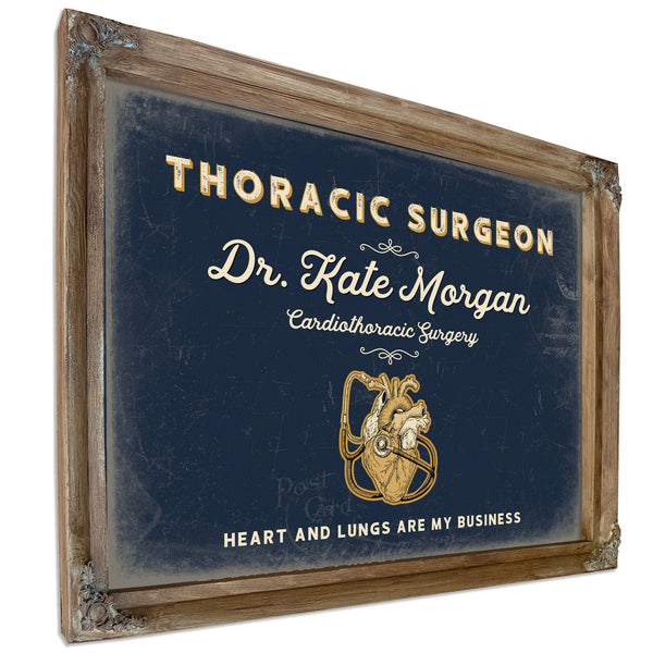 Personalized Thoracic Surgeon Sign, Heart and Lungs Are My Business, Navy & Brass, image 6