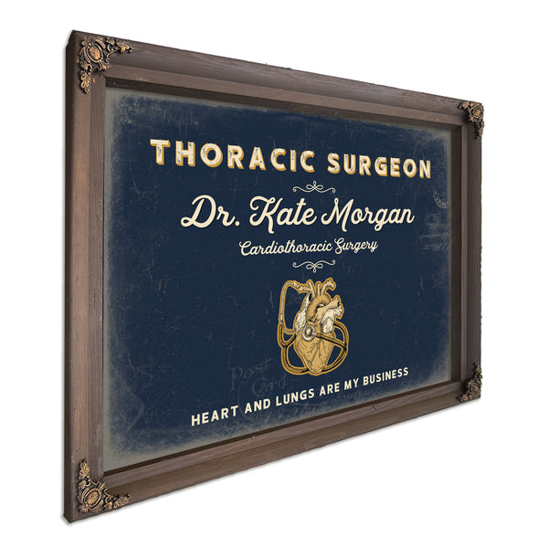 Personalized Thoracic Surgeon Sign, Heart and Lungs Are My Business, Navy & Brass, image 7