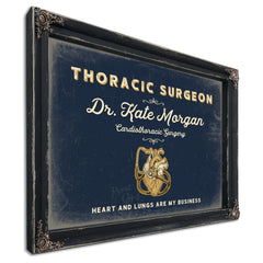 Personalized Thoracic Surgeon Sign, Heart and Lungs Are My Business, Navy & Brass, image 1