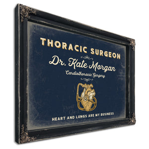 Personalized Thoracic Surgeon Sign, Heart and Lungs Are My Business, Navy & Brass, image 1