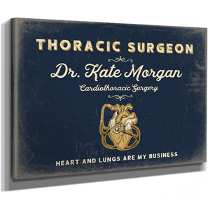 Personalized Thoracic Surgeon Sign, Heart and Lungs Are My Business, Navy & Brass, image 8