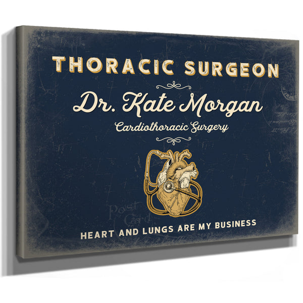 Personalized Thoracic Surgeon Sign, Heart and Lungs Are My Business, Navy & Brass, image 8